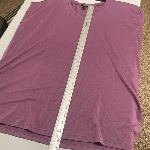 Eileen Fisher Tee T shirt Top Dusty Plum Dolman Cap Sleeve Women’s Small Boxy - Picture 9 of 9